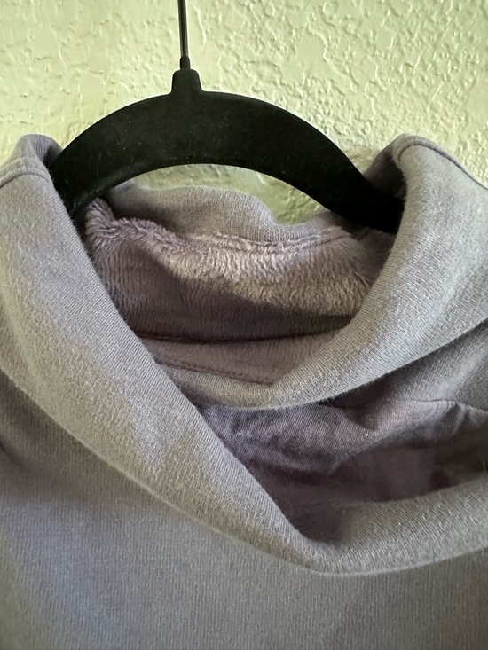 Athleta Cowl Neck Pullover Sweatshirt Large Purple Scuba Side Zip Pockets - Picture 4 of 16